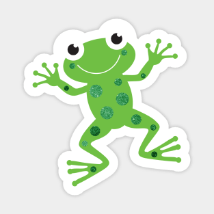 Cute Sparkly Dancing Green Frog Sticker